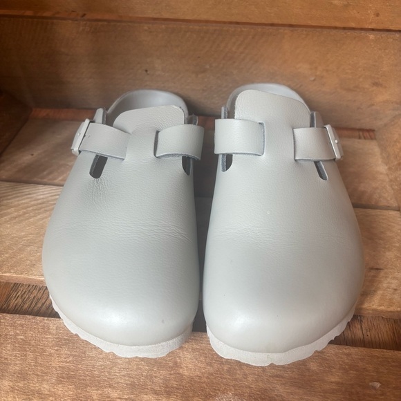 Birkenstock Exquisite Boston Gray Leather Clog Shoes size 39 - Picture 3 of 9